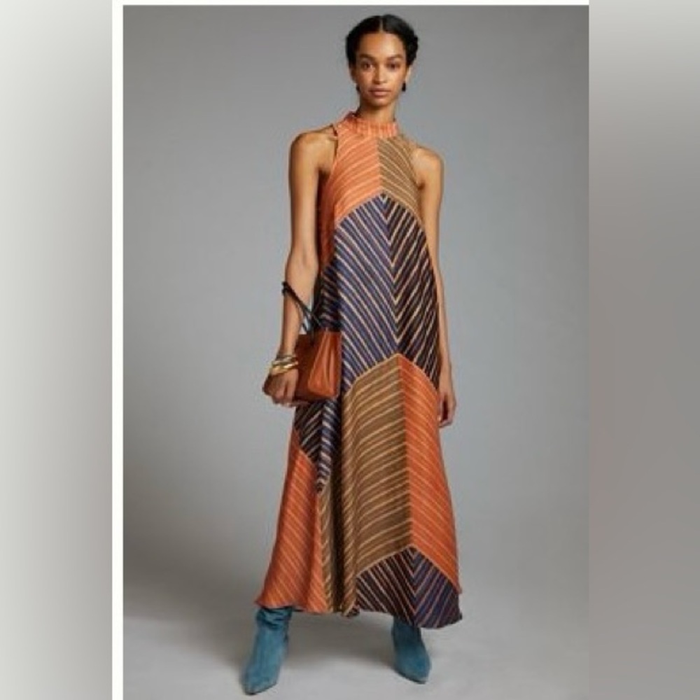 Farm Rio Striped Multicolor Maxi Dress